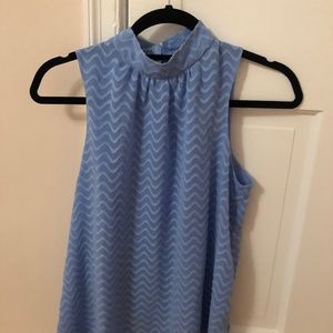 Anthropologie Maeve Blue High Collared Sleeveless Top